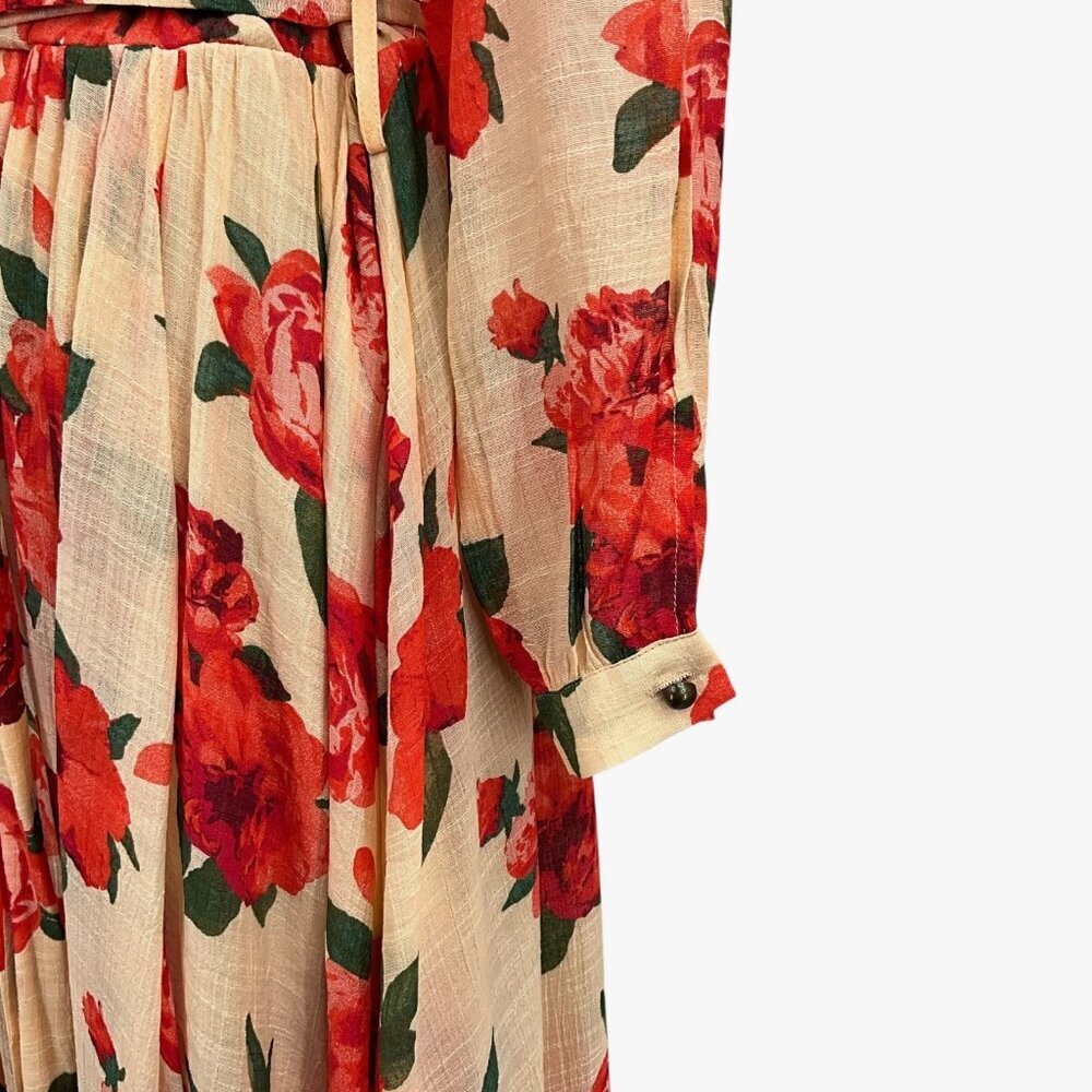 Joyfolie Mia Joy Aniya Dress Red Greta Floral Wrap Maxi Long Sleeve Size S - Picture 5 of 14